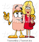 Illustration of an Adhesive Bandage Mascot Talking to a Pretty Blond Woman by Mascot Junction