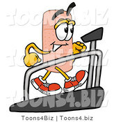 Illustration of an Adhesive Bandage Mascot Walking on a Treadmill in a Fitness Gym by Toons4Biz