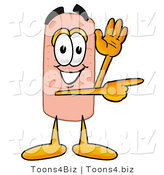 Illustration of an Adhesive Bandage Mascot Waving and Pointing by Mascot Junction