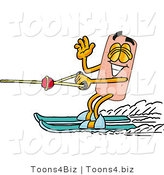 Illustration of an Adhesive Bandage Mascot Waving While Water Skiing by Toons4Biz