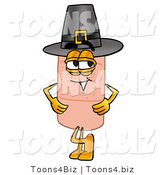 Illustration of an Adhesive Bandage Mascot Wearing a Pilgrim Hat on Thanksgiving by Mascot Junction