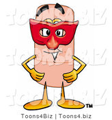 Illustration of an Adhesive Bandage Mascot Wearing a Red Mask over His Face by Toons4Biz