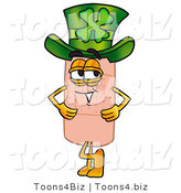 Illustration of an Adhesive Bandage Mascot Wearing a Saint Patricks Day Hat with a Clover on It by Mascot Junction