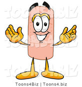 Illustration of an Adhesive Bandage Mascot with Welcoming Open Arms by Mascot Junction