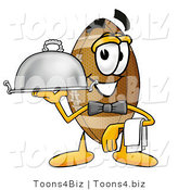 Illustration of an American Football Mascot Dressed As a Waiter and Holding a Serving Platter by Mascot Junction