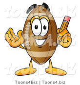 Illustration of an American Football Mascot Holding a Pencil by Toons4Biz