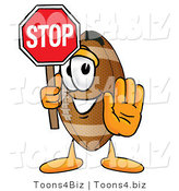 Illustration of an American Football Mascot Holding a Stop Sign by Mascot Junction