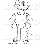 Line Art Vector Illustration of a Cartoon Panther Mascot by Toons4Biz