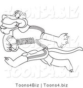 Line Art Vector Illustration of a Cartoon Panther Mascot Playing American Football by Mascot Junction