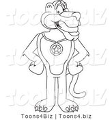 Line Art Vector Illustration of a Cartoon Panther Mascot Wearing a Medal by Mascot Junction