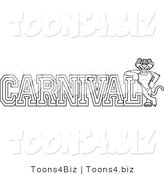 Line Art Vector Illustration of a Cartoon Panther Mascot with Carnival Text by Mascot Junction