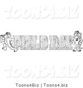 Line Art Vector Illustration of a Cartoon Panther Mascot with Field Day Text by Mascot Junction