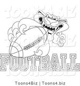 Line Art Vector Illustration of a Cartoon Panther Mascot with Football Text by Mascot Junction