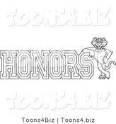 Line Art Vector Illustration of a Cartoon Panther Mascot with Honors Text by Mascot Junction