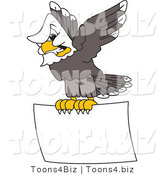 Vector Illustration of a Aggressive Bald Eagle Mascot Flying a Sign by Mascot Junction