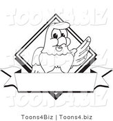 Vector Illustration of a Bald Eagle Diamond Banner Logo Outline by Mascot Junction