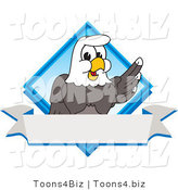Vector Illustration of a Bald Eagle Mascot Diamond and Banner Logo by Mascot Junction