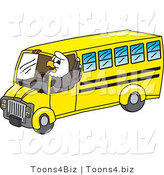 Vector Illustration of a Bald Eagle Mascot Driving a Bus by Mascot Junction