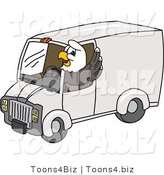 Vector Illustration of a Bald Eagle Mascot Driving a Delivery Van by Mascot Junction