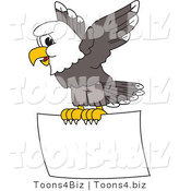 Vector Illustration of a Bald Eagle Mascot Flying a Sign by Mascot Junction