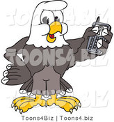 Vector Illustration of a Bald Eagle Mascot Holding a Cell Phone by Mascot Junction