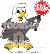 Vector Illustration of a Bald Eagle Mascot Holding a Stop Sign by Mascot Junction