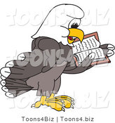 Vector Illustration of a Bald Eagle Mascot Reading by Mascot Junction