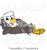 Vector Illustration of a Bald Eagle Mascot Reclined by Mascot Junction