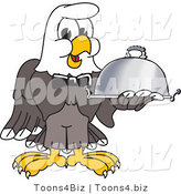 Vector Illustration of a Bald Eagle Mascot Serving a Platter by Mascot Junction