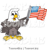 Vector Illustration of a Bald Eagle Mascot Waving an American Flag by Mascot Junction