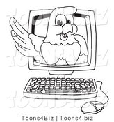 Vector Illustration of a Bald Eagle on a Computer Screen Outline by Mascot Junction