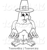 Vector Illustration of a Bald Eagle Pilgrim Outline by Mascot Junction