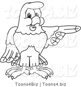 Vector Illustration of a Bald Eagle Pointing Outline by Mascot Junction