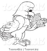 Vector Illustration of a Bald Eagle Reading Outline by Mascot Junction