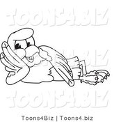 Vector Illustration of a Bald Eagle Reclining Outline by Mascot Junction