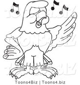 Vector Illustration of a Bald Eagle Singing Outline by Mascot Junction