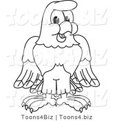 Vector Illustration of a Bald Eagle Smiling Outline by Mascot Junction
