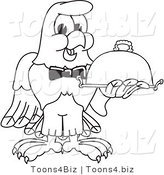 Vector Illustration of a Bald Eagle Waiter Outline by Mascot Junction