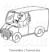 Vector Illustration of a Bald Eagle Waving and Driving a Van Outline by Mascot Junction