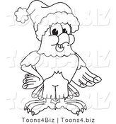 Vector Illustration of a Bald Eagle Wearing a Santa Hat Outline by Mascot Junction