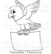 Vector Illustration of a Bald Eagle with a Promo Sign Outline by Mascot Junction