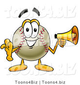 Vector Illustration of a Baseball Mascot Holding a Megaphone by Mascot Junction