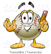 Vector Illustration of a Baseball Mascot Holding a Pencil by Toons4Biz