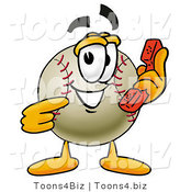 Vector Illustration of a Baseball Mascot Holding a Telephone by Mascot Junction