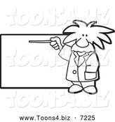 Vector Illustration of a Black and White Albert Einstein Scientist Pointing to a Sign by Mascot Junction