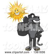 Vector Illustration of a Black Panther School Mascot and Sun Holding Thumbs Up, Symbolizing Excellence by Toons4Biz