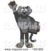 Vector Illustration of a Black Panther School Mascot Confessing to Breaking a Tablet, Symbolizing Integrity by Mascot Junction