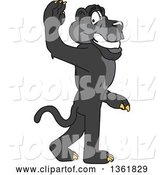 Vector Illustration of a Black Panther School Mascot Gesturing to Follow Him, Symbolizing Leadership by Mascot Junction