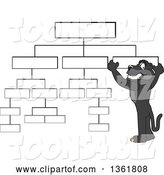 Vector Illustration of a Black Panther School Mascot Setting up a Chart, Symbolizing Organization by Mascot Junction