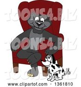 Vector Illustration of a Black Panther School Mascot Sitting by a Dog, Symbolizing Responsibility by Mascot Junction